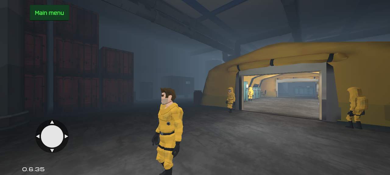 Safety Guardians — a hazmat-suited worker approaches a contamination airlock